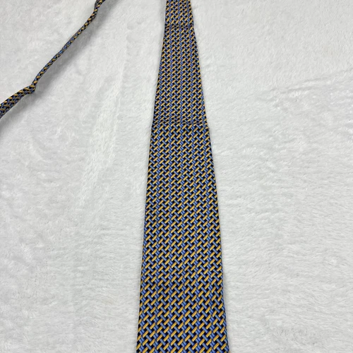 Bolgheri Blue Yellow Geometric Men’s Tie 3.75x58” Silk Made In Italy image 13