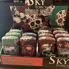 Lot of 2ct MEXICAN SUGAR SKULL Butane Torch Eagle. Windproof Refillable Lighter