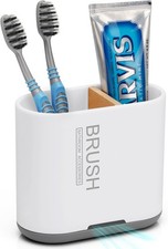 Toothbrush and Toothpaste Holder with Divider for Bathroom Countertop Organizer