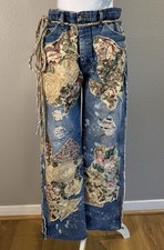 OOAK Upcycled Wrangler Jeans Whimsigoth Boho Lagenlook Reworked Denim Distressed