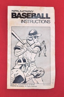 Vintage 1978 Mattel Electronics Baseball Instruction Manual USED 278