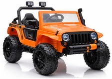 Jeep Voiture Électrique Enfants 4x45W Eva Roues Cuir LED Télécommande Orange