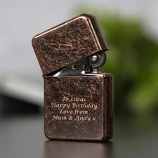 Personalised Message Antique Copper Lighter & Gift Box Custom Windproof Star