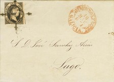 Galicia. Historia postal. Cubierta 6. 1851. 6 cuartos negro. Sargadelos (Lugo) To