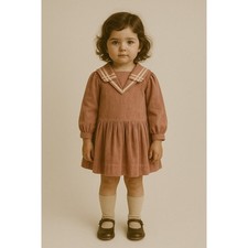 Vintage Laura Ashley Mother  Child Kids Girl Dress 3-4yo Corduroy Marine Pink