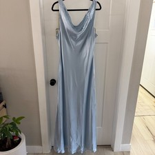 NWT Size 14 Reformation Annabelle Silk Dress Horizon Blue Cowl Neck Maxi Formal