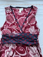 Mesh Tank Daisy & Clover S Red White W/Blue Red Dot Trim Empire Waist Fit &Flare