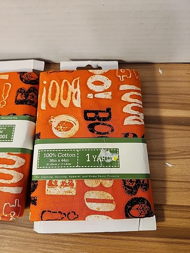 2 NOVO TECIDO DE COLCHA "Boo" Halloween (1) jarda pré-cortado 100% algodão. "36 x 44" - Imagem 2 de 3