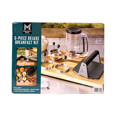 Member's Mark 6-Piece Deluxe Breakfast Kit - Batter Dispenser, Egg Rings & Press