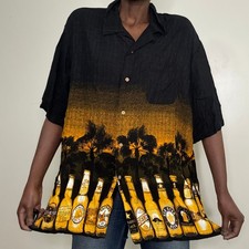 VTG GEORGE Beer Bottles Sunset Hawaiian Short Sleeve Button up Shirt Size XL