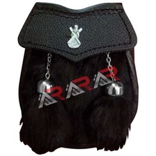 New Leather Sporran Black Fur Skin Dress Brand AAR St Andrew Boys Belt Chain 28"