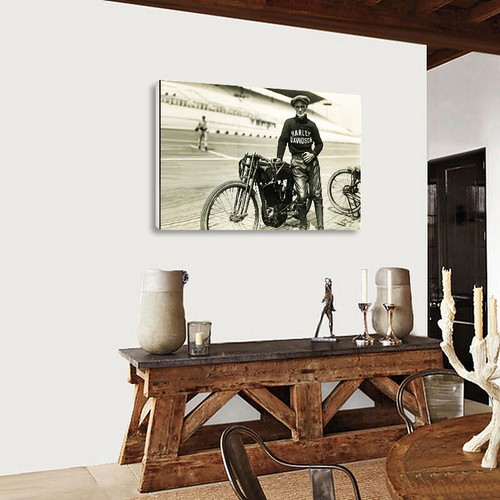 1920s H-D Track Racer Jim Davis: Metal Print-Canvas-FujiFilm Poster 36" x 24"  - Picture 2 of 50