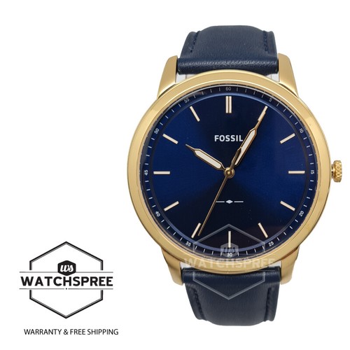 Hand Navy Leather Strap Watch FS5789 