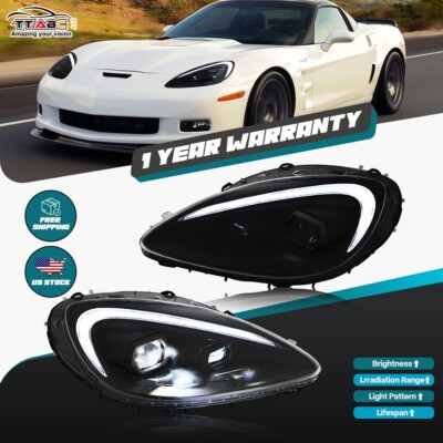 Dual beam LED DRL Headlights for 2005-2013 Chevrolet Corvette C6 Front Head Lamp