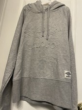 Umbro Grey Womens Hoodie Sweatshirt Raised Logo Sz Small