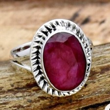 Natural Ruby 925 Sterling Silver Handmade ring Jewelry Gift For Her A-160