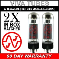 New Ip Matched Pair (2) JJ Tesla E34L [Special High Grid Volt EL34 6CA7] Tubes