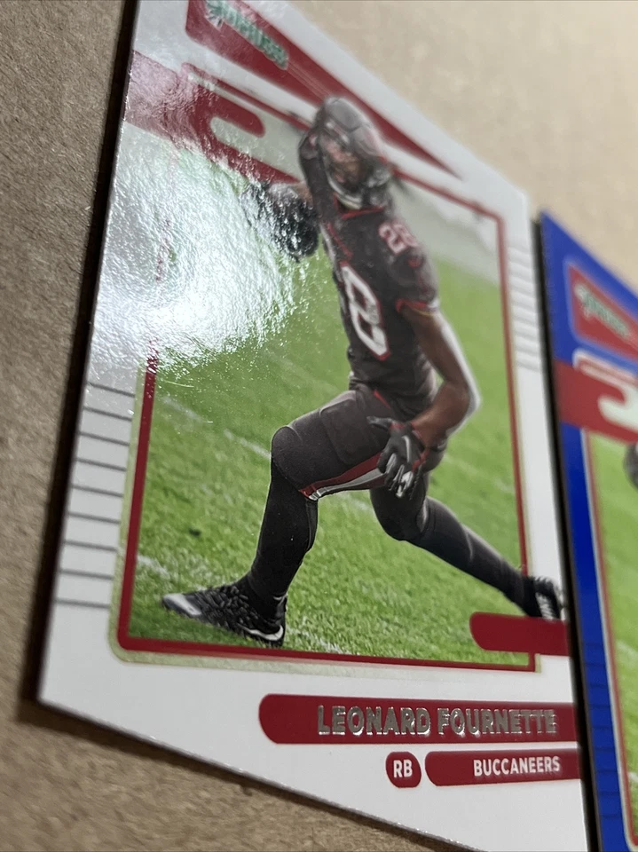 Leonard Fournette 2021 Donruss Base & Press Proof Blue Parallel Football Cards - Image 4 of 4