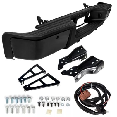 For 2007-2013 Silverado Sierra 1500 Black Steel Rear Bumper w/ Sensor Hole