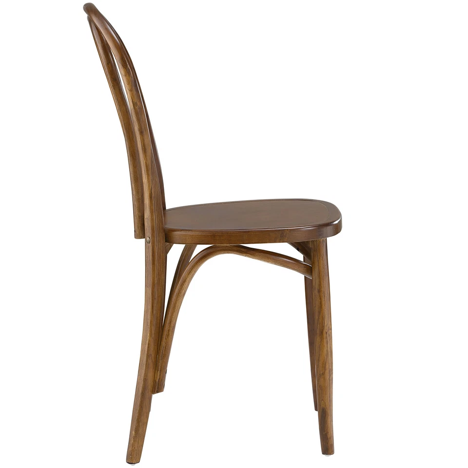Modway Vintage Retro Natural Elm Wood Bistro Cafe Dining Side Chair in Walnut - Image 3 of 4