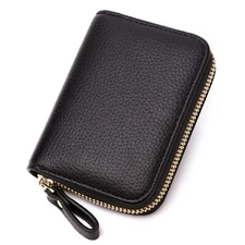 RFID Credit Card Holder Wallet,Leather Zipper Card Case Wallet for Women Man