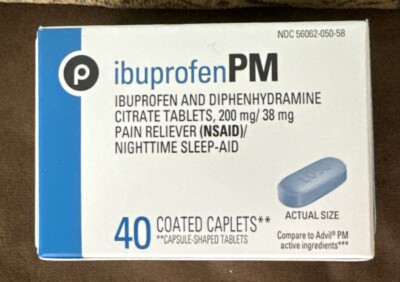 Publix Ibuprofen PM Caplets Pain Reliever plus Sleep Aid 40 Coated Caplets