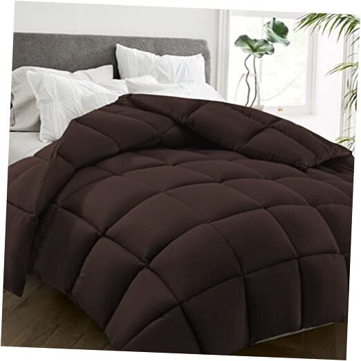 All Season Queen Size Bed Comforter - Cooling Goose Down Queen（88*88） Brown