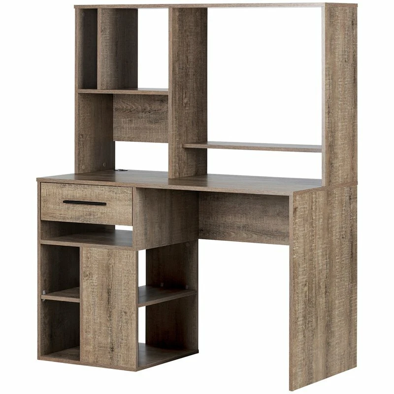 South Shore Annexe Computer Desk with Hutch in Weathered Oak eBay