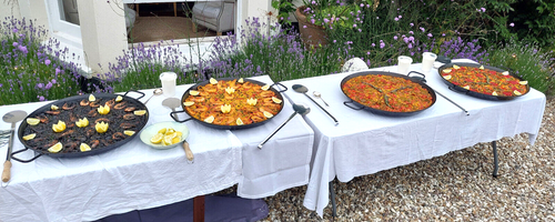 50cm emaillierte Paella Pfanne Gartenset +35cm 2Ring Gasbrenner Set + Zubehör - Bild 2 von 8