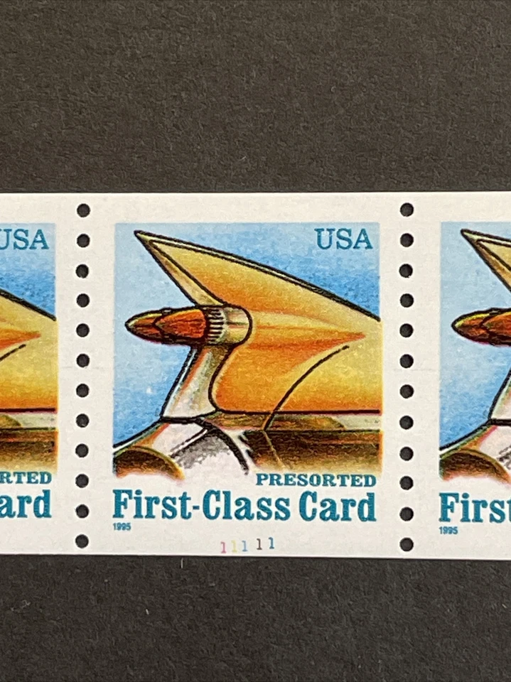 US PNC5 15c Auto Tailfin Presorted Card Stamp Sc# 2908 Plate 11111 MNH - Image 2 of 2