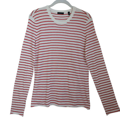 ATM Sweater Anthony Thomas Melillo Womens Medium Red Stripes Cotton Silk Blend