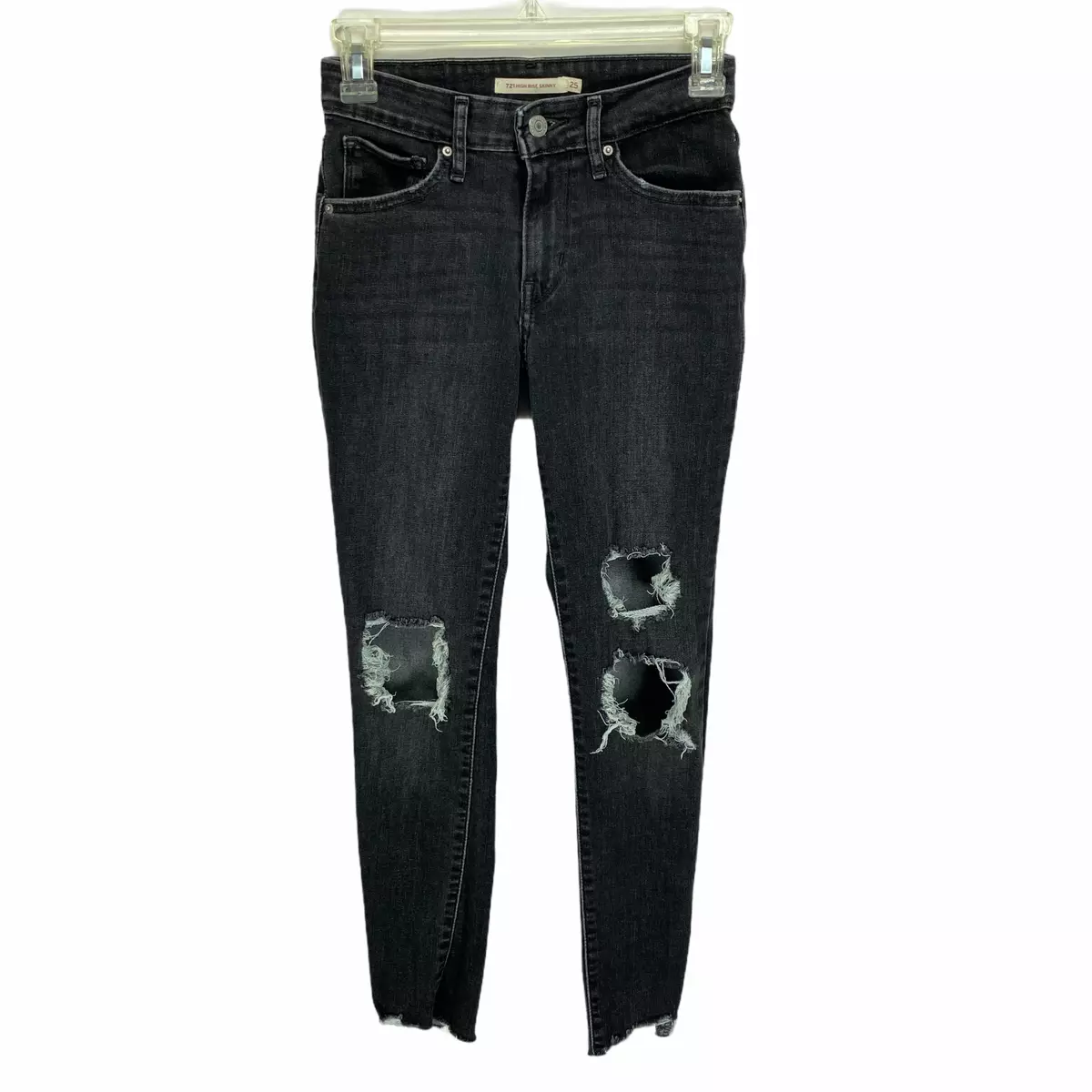 Black distressed jeans best sale levis