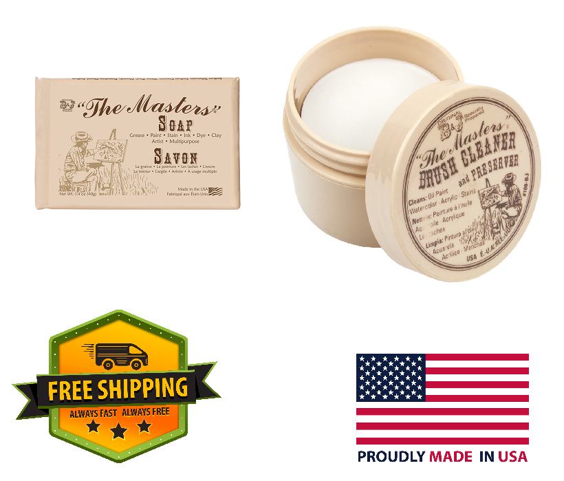 The Masters Brush Cleaner, Preserver 1 oz And Artists Soap 1.4 oz Set - USA