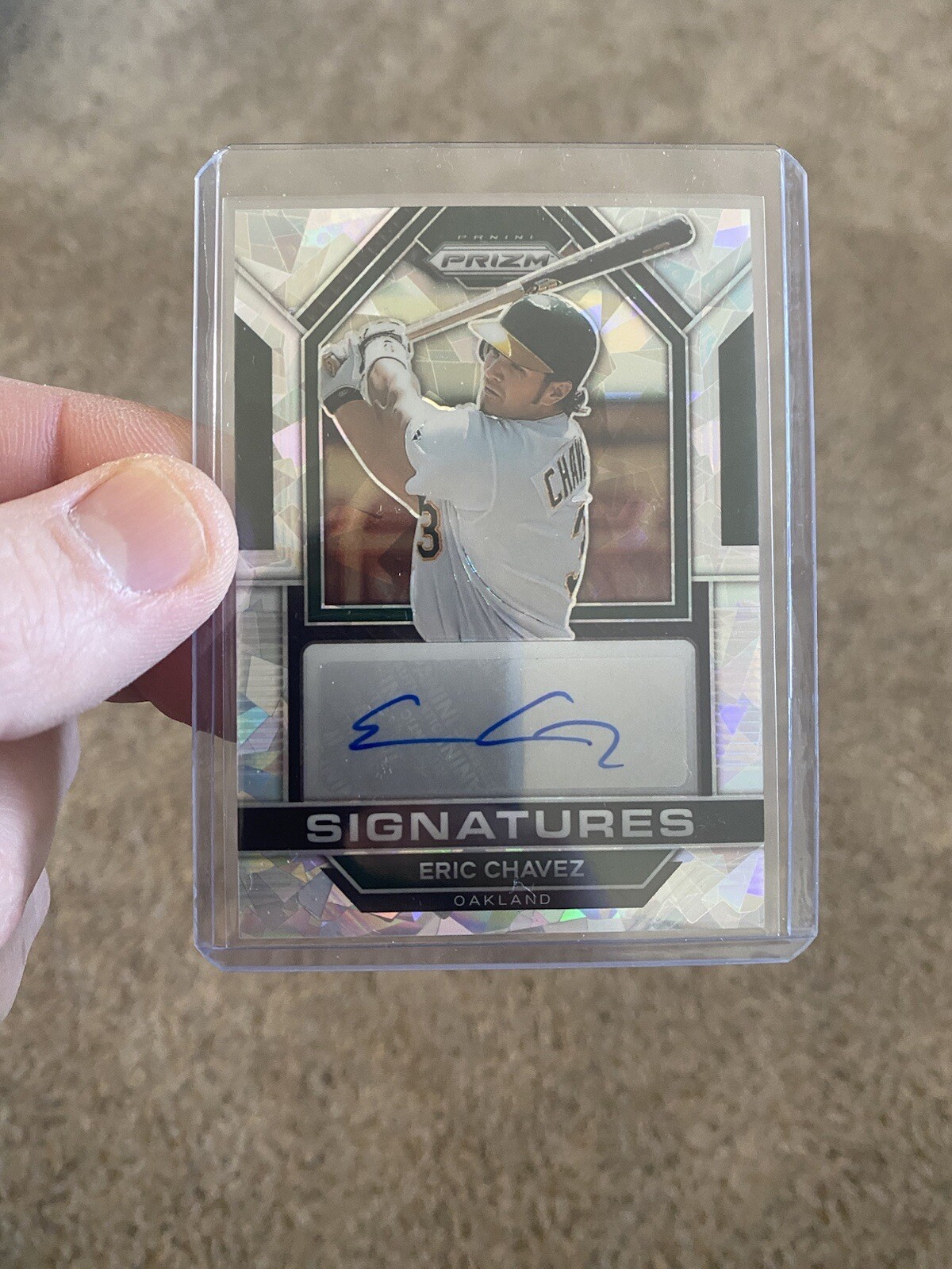 2023 Panini Prizm Signatures Eric Chavez Cracked Ice #SIG-EC Oakland A’s