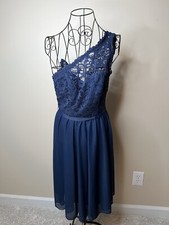 Davids Bridal size 2 One Shoulder Lace Chiffon Dress Bridesmaid Prom Wedding