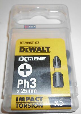DeWALT DT7995T DT 7995 T Extreme Impact Torsion Bits Ph3 x 25mm 5 Stück