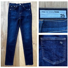 RAG & BONE 10 INCH ANKLE SKINNY MID RISE FRAYED HEM WOMEN’S JEANS sz 25 Denim