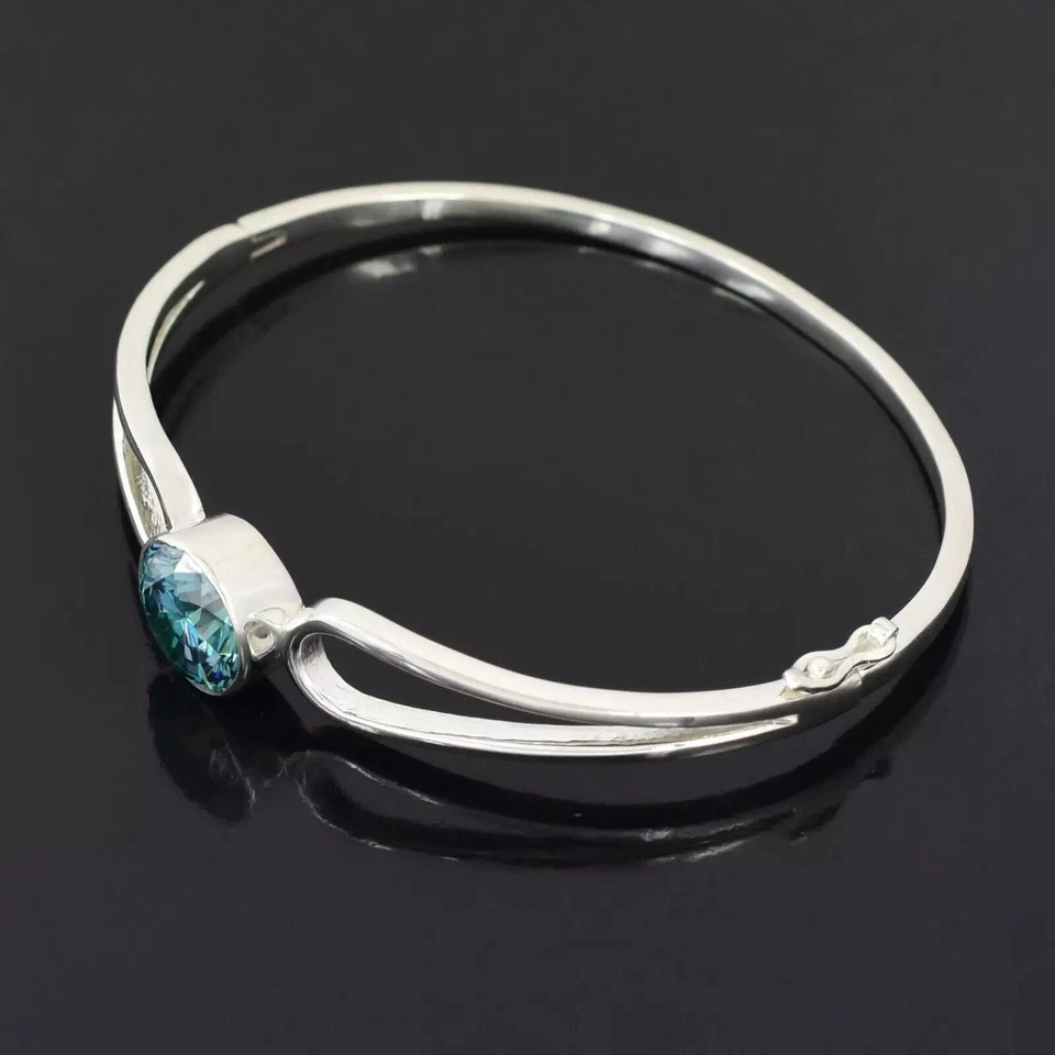 Сертифицированный красивый синий браслет-солитер с бриллиантами 5 карат, серебро 925 пробы - Изображение 2 из 4