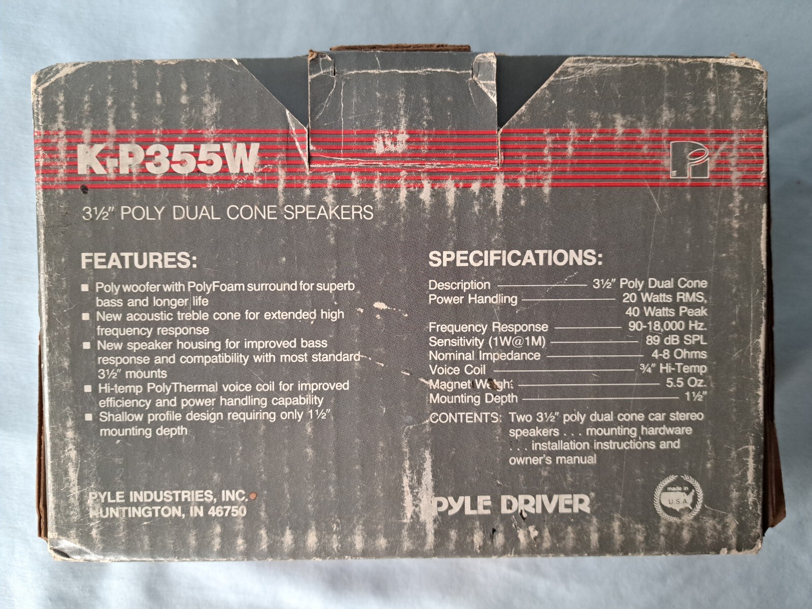 Vintage Pyle KP 355W Car Speakers, 20W Dual Cone New Old Stock. Made In