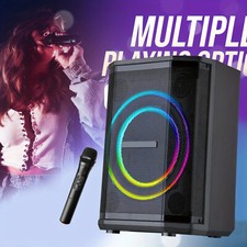 8'' Portable Wireless Bluetooth Speaker Super Loud Deep Bass Double Ring Light