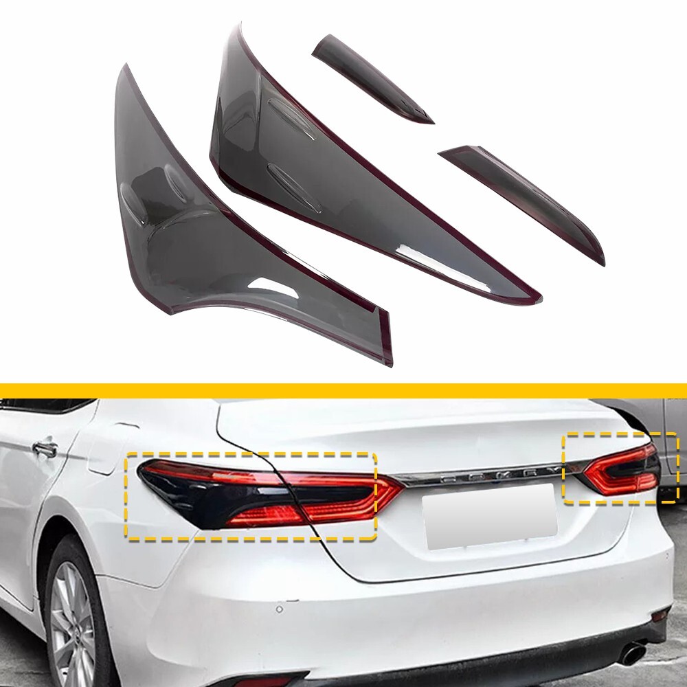 For Toyota 2018-2023 Camry Smoked Rear Black Tail Taillight Trim Cover Lens Kit