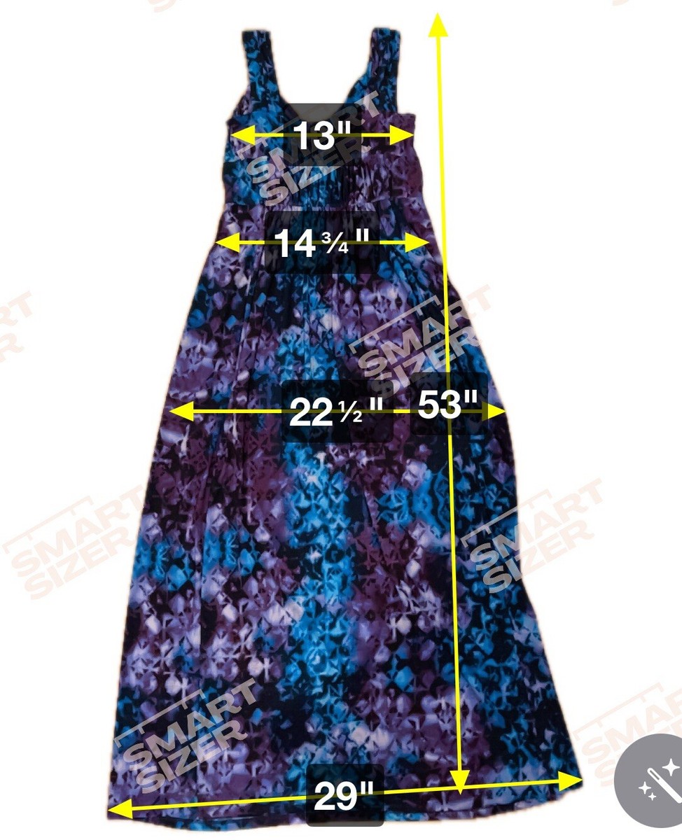 Chaps Maxi Dress Women's Medium Purple Blue Tie Dye V-Neck Sleeveless | eBay
