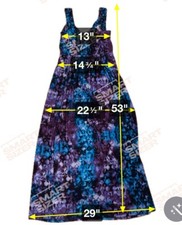 Chaps Maxi Dress Women's Medium Purple Blue Tie Dye V-Neck Sleeveless