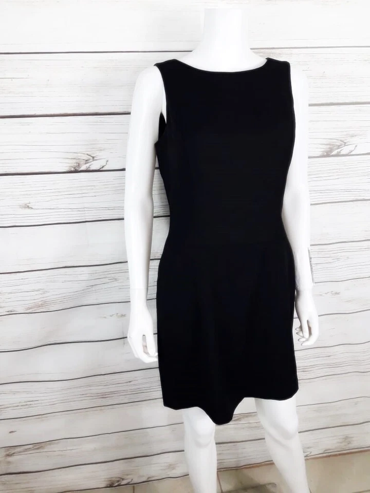 Vestido vaquero INC International Concepts para mujer 8 negro sin mangas 100 % lana LBD Foto 3 de 4