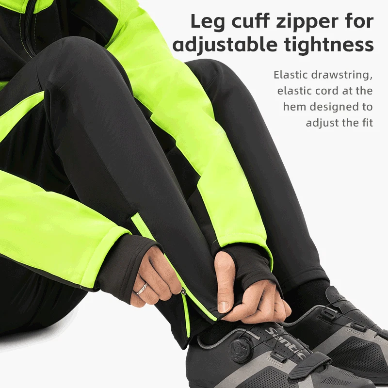 Calças de ciclismo masculinas ROCKBROS forradas térmicas de lã, calças de inverno à prova de vento para bicicleta - Imagem 4 de 4