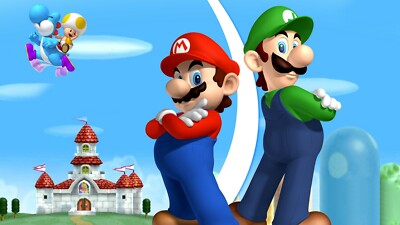 SUPER SMASH BROS MARIO LUIGI BEDROOM MURAL WALL STICKER VIEW