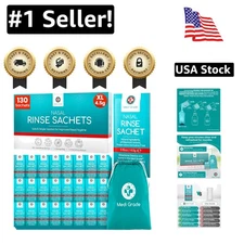 Portable Sinus Rinse Essentials - 130 Iodine-Free Salt Packets + Storage Case