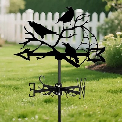Metall Wetterfahne Kunst Dachhalterung Krähe Wetterfahne für Terrasse Hof Garten