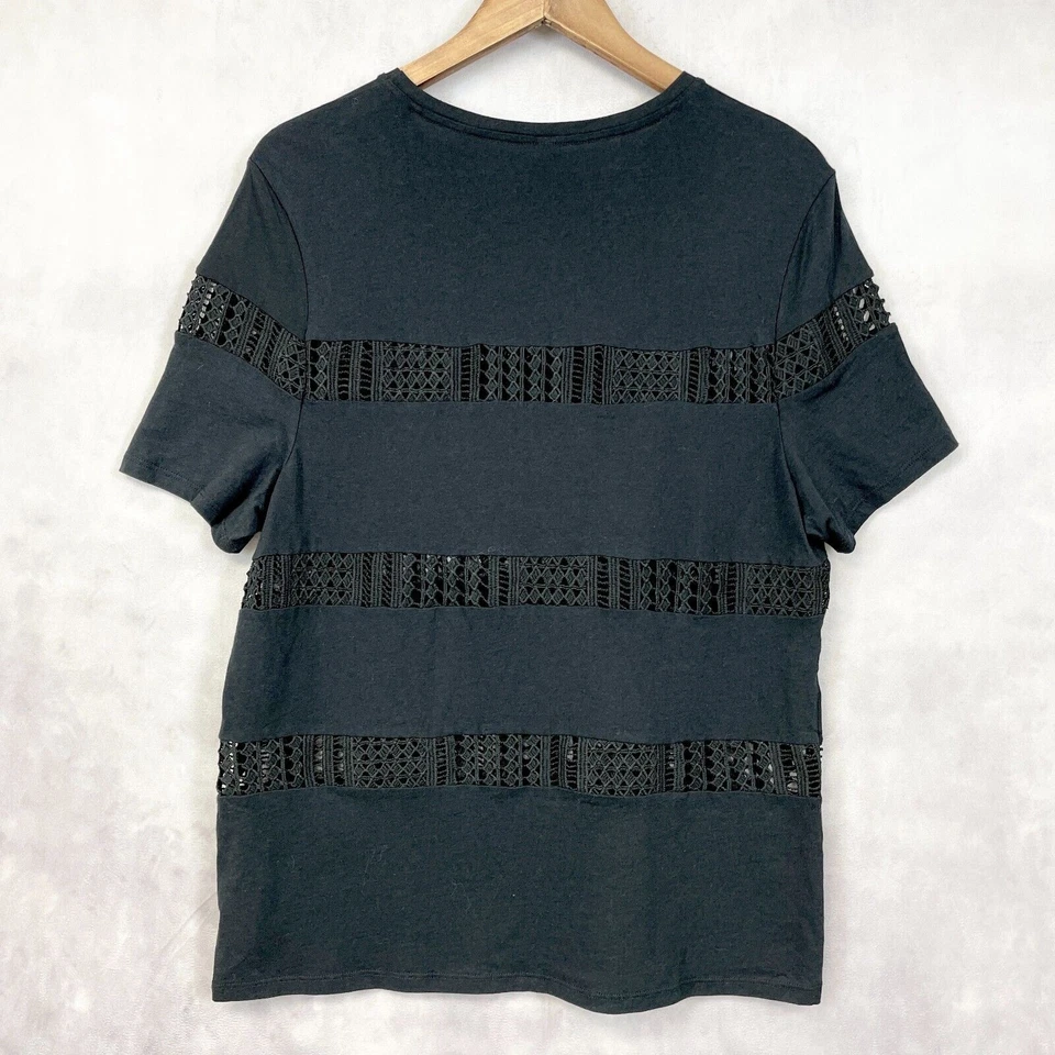 Camiseta Fabletics Zarina Mujer Grande Crochet Inserto Stipe Ropa Activa Atletismo Foto 4 de 4