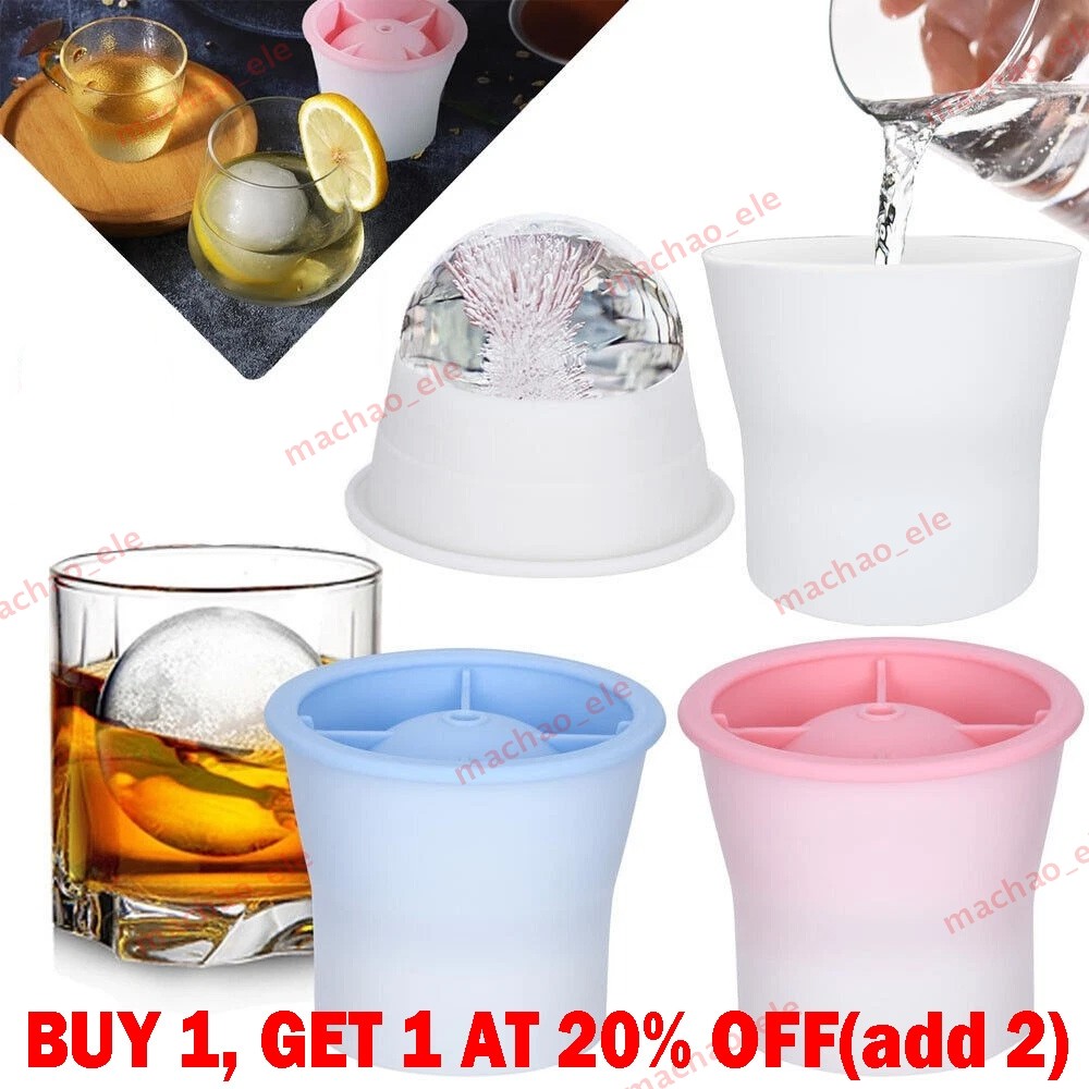 1-8x Bandeja grande para hacer bolas de hielo Molde de silicona grande Esfera Whisky Molde redondo